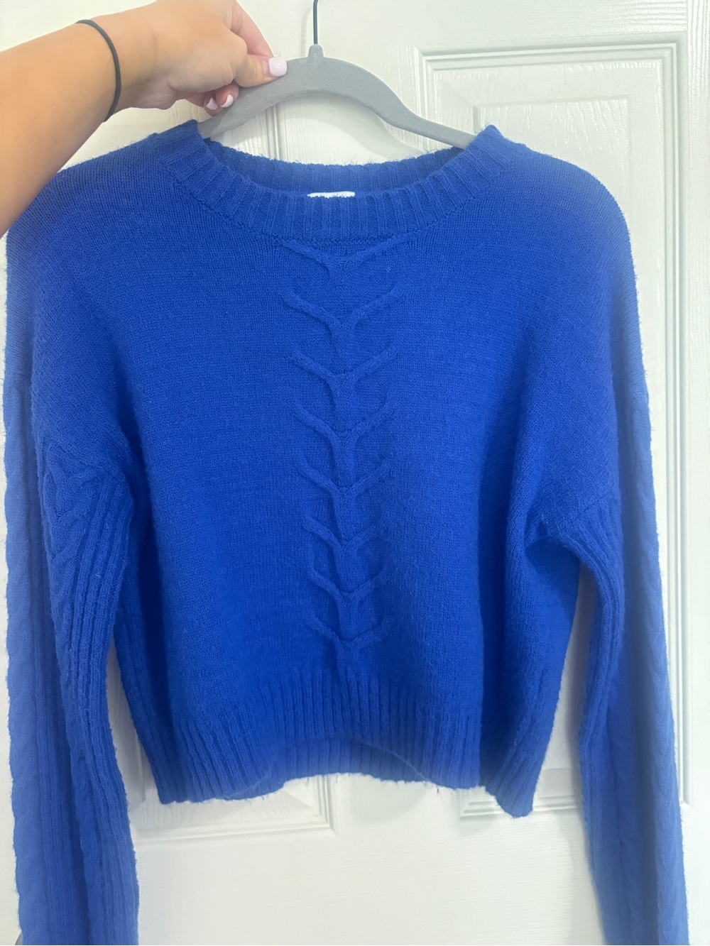Princess Polly Cobalt Blue Cable Crewneck Sweater